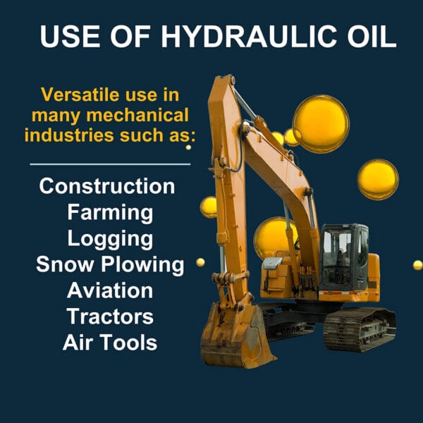 Image explaining the different uses of this hydraulic oil