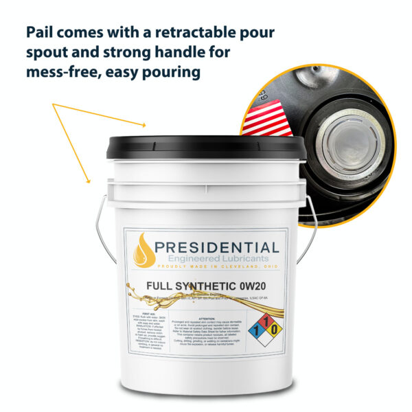 Full synthetic 0w20 pail pour spout