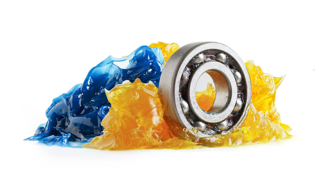 Grease and ball bearing, Blue premium quality synthetic lithium complex grease, high temperatures and machinery lubrication for automotive and industrial.